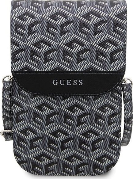 Çantë crossbody Guess GCube Stripe, lëkurë ekologjike, me rrip të rregullueshëm, e zezë