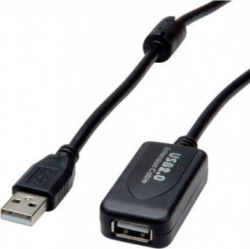 Kabllo zgjatëse USB STANDARD, USB 2.0, aktive me repeater, 10 m, e zezë