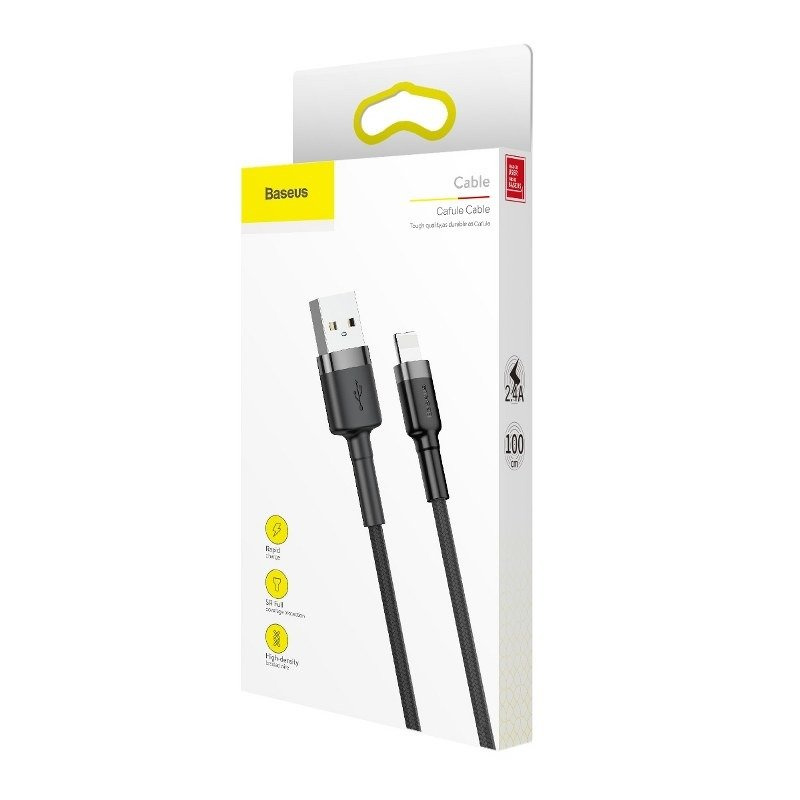 Kabllo USB Baseus Cafule USB A në Lightning, 1 m, 2.4A, i zi