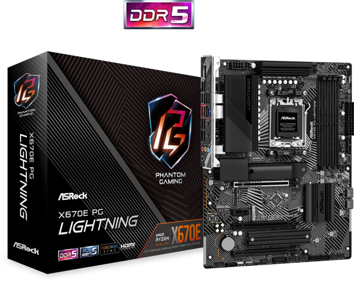 Pllakë amë ASRock X670E PG LIGHTNING - AMD X670