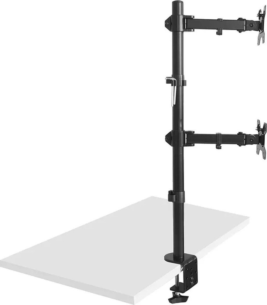 Krah tavoline për monitorë Maclean MC-967, për 2 monitorë 13"-27", metalik, i zi