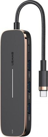 Stacion USB-C Usams SJ578HUB01, hub shumëport, gri