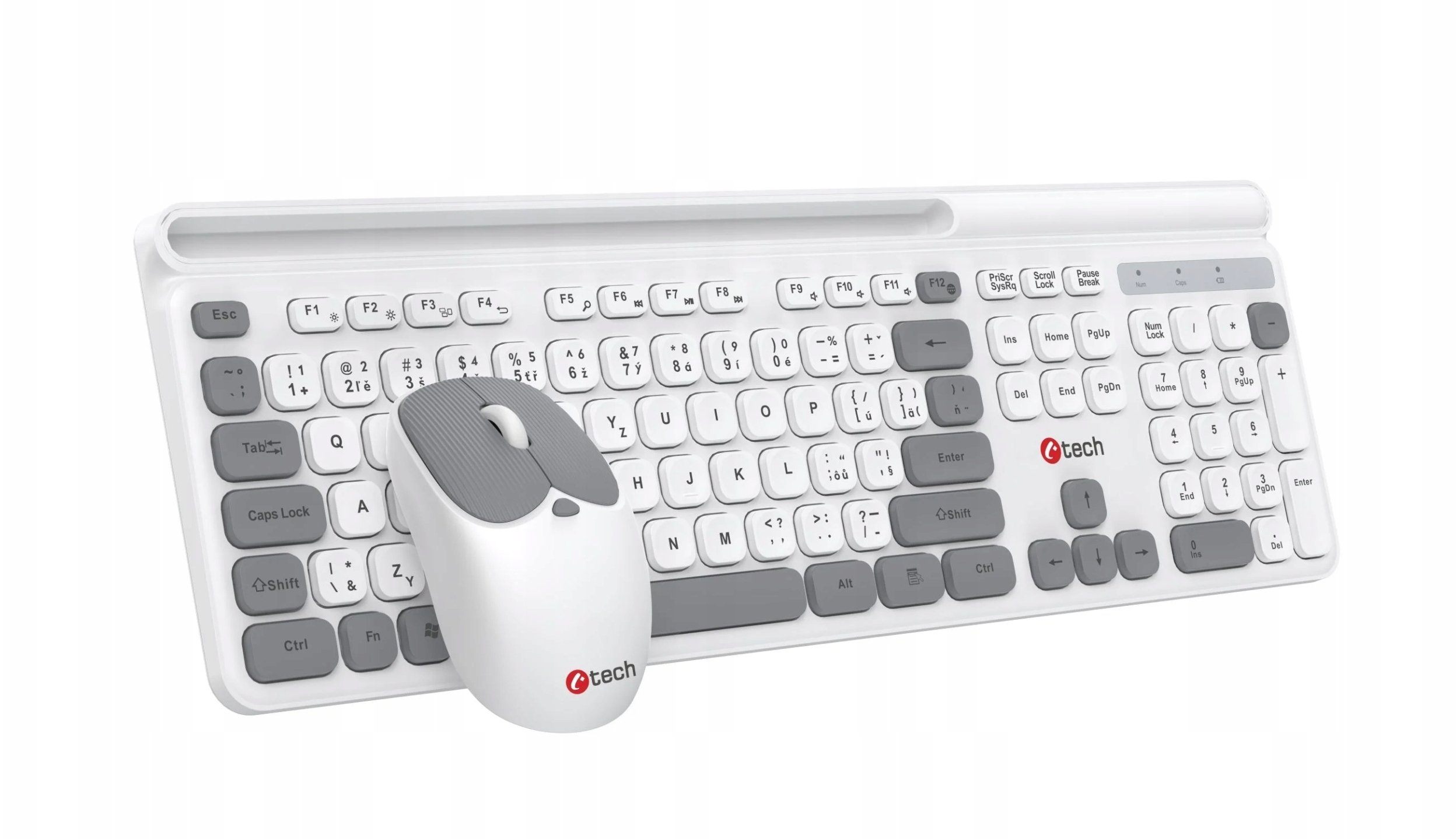 Set tastierë dhe mi C-TECH Quallis WLKMC-05, wireless 2.4 GHz, USB, e bardhë