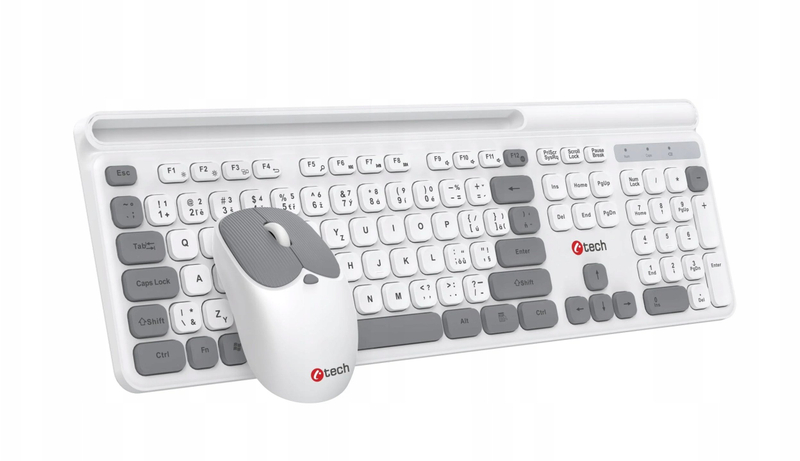 Set tastierë dhe mi C-TECH Quallis WLKMC-05, wireless 2.4 GHz, USB, e bardhë