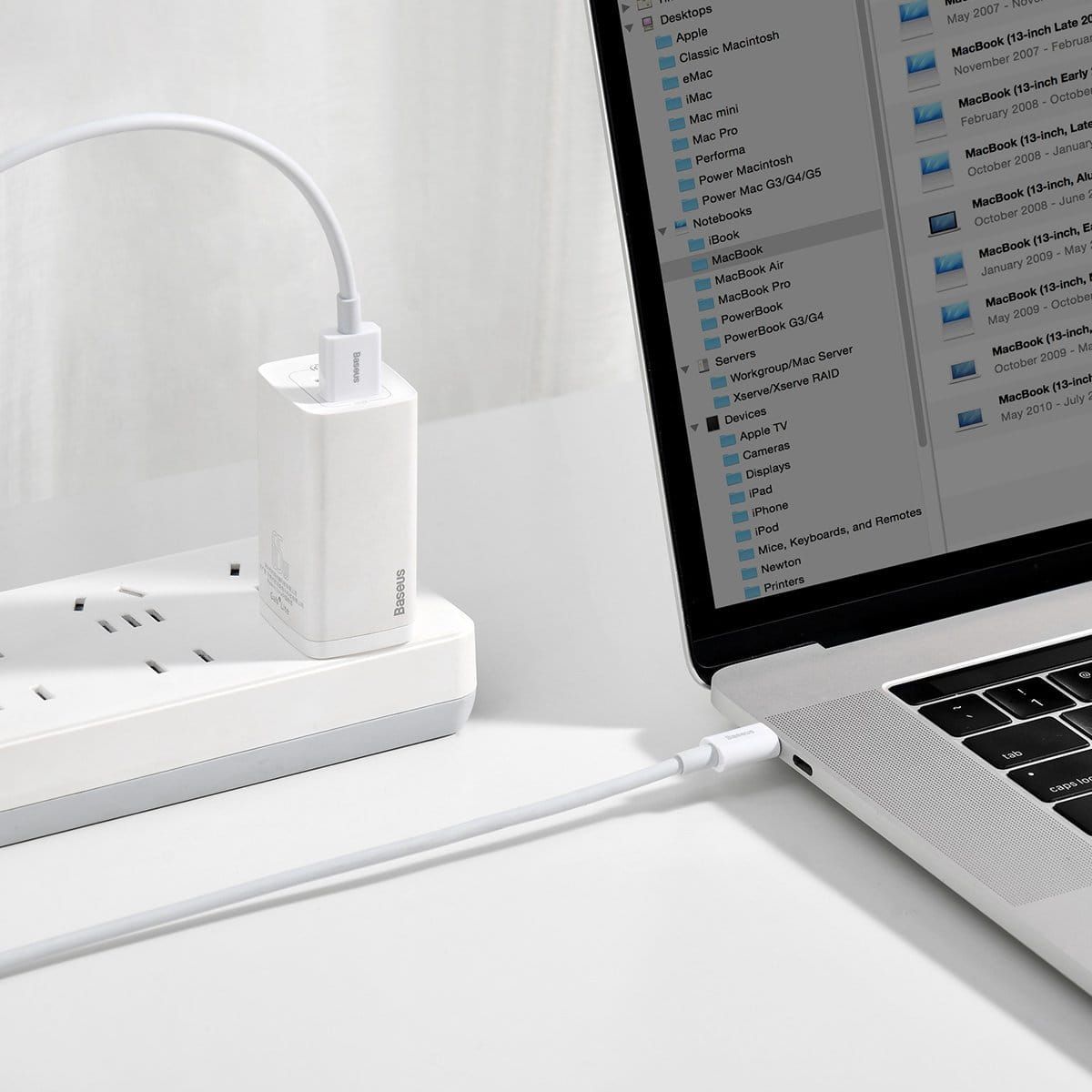 Kabllo USB Baseus USB A në USB C, 2 m, e bardhë
