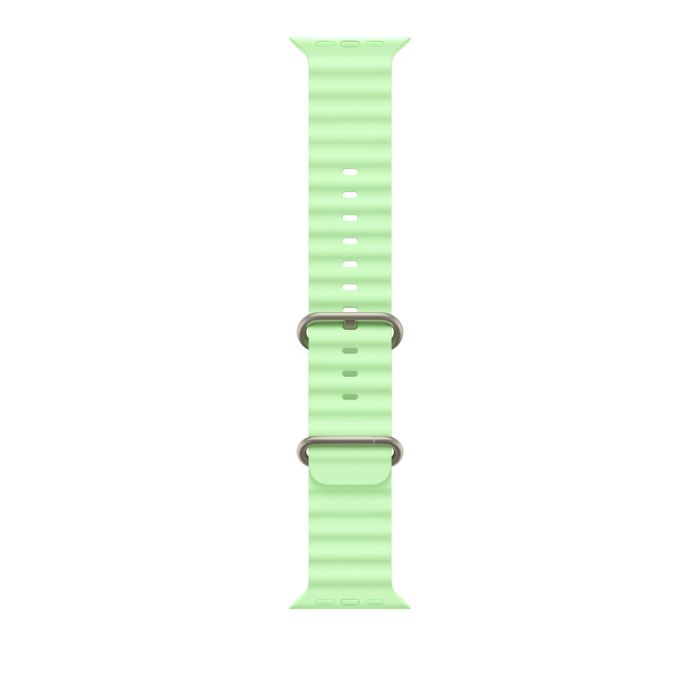 Apple Watch 49mm Band, Neon Green Ocean Band Extension, Natural Titanium Finish