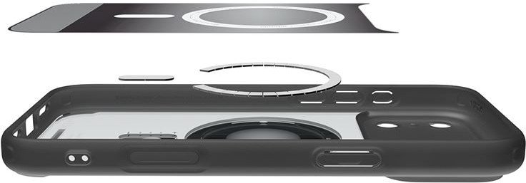 Mbështjellës telefoni Spigen Ultra Hybrid MagSafe për iPhone 17 Pro, transparent, i zi