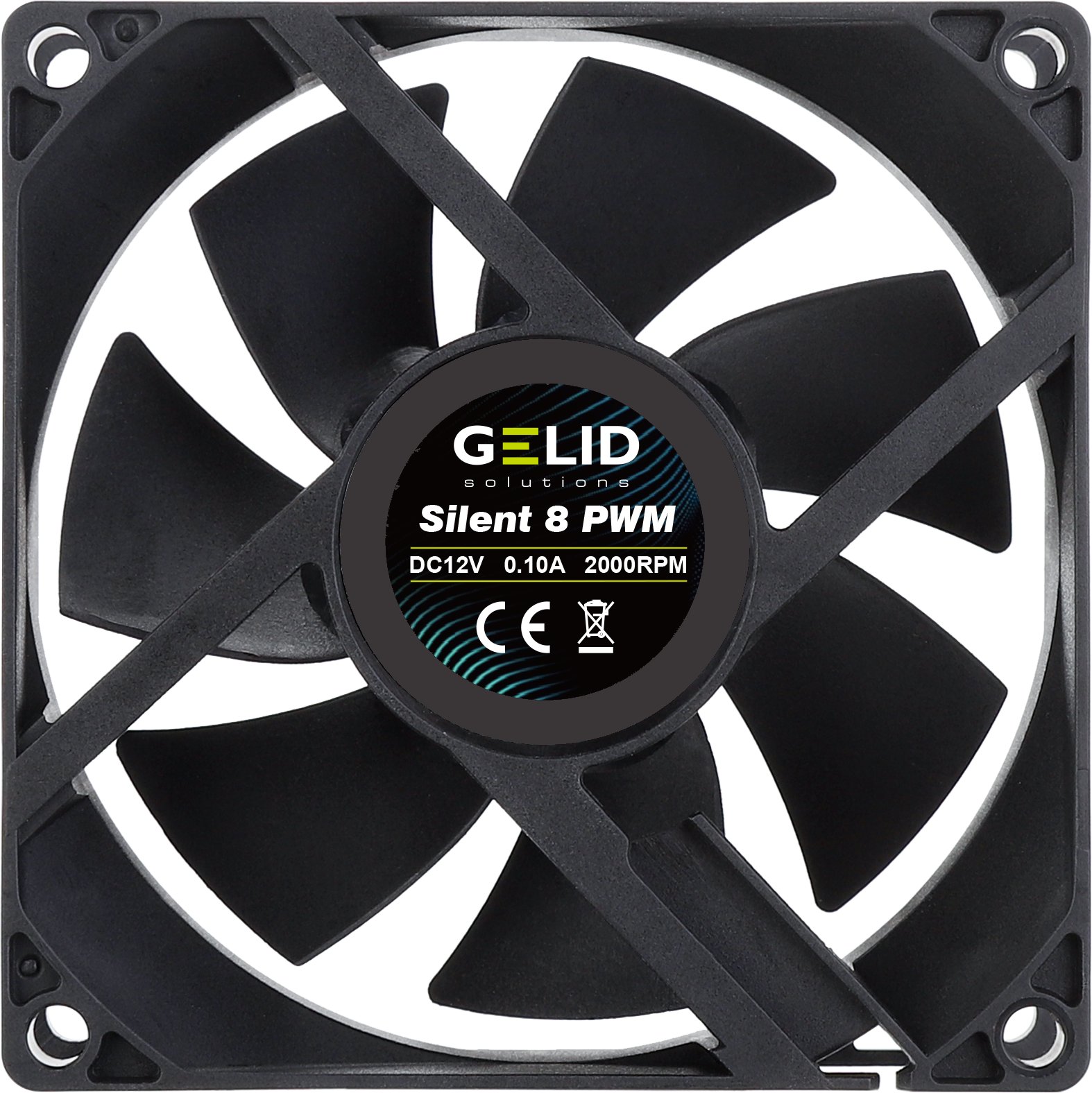 Кулер за куќиште GELID Silent 8 PWM FN-PX08-21, 80mm, 4 пински, црн