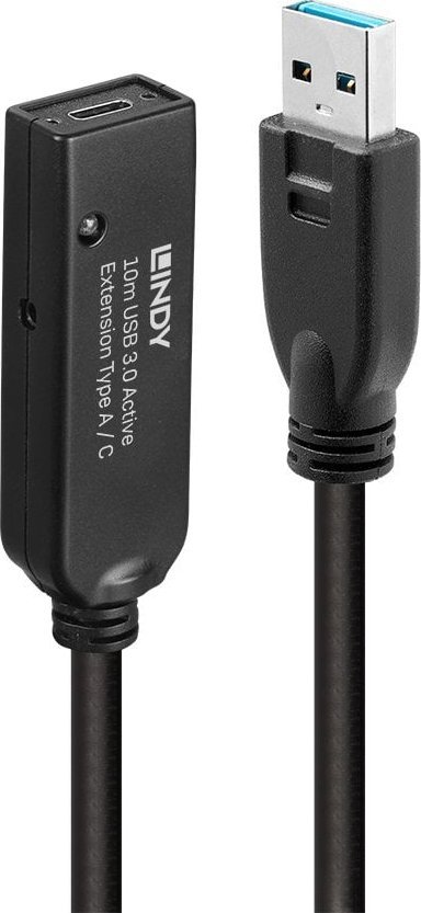Kabllo USB Lindy 43159, USB 3.0 Active Extension 10m, Type A në Type C, e zezë