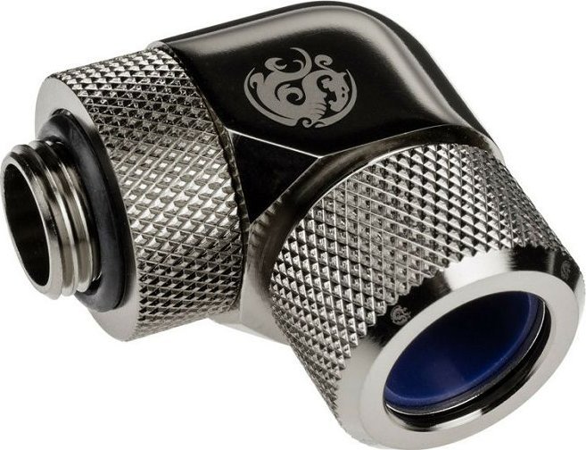 Lidhës Bitspower Advanced Multi-Link 90°, G1/4", për tuba 14 mm, i argjendtë