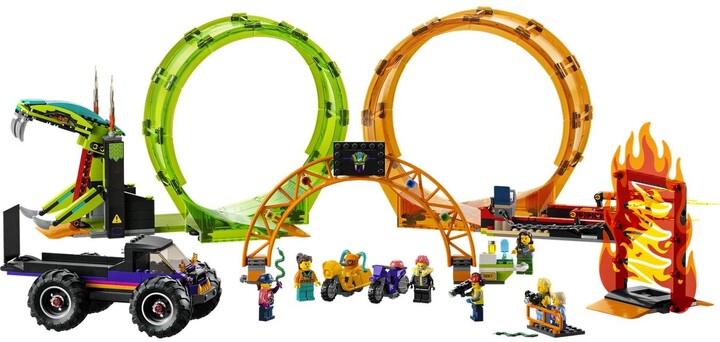 Set lodër LEGO® City 60339 Stunt Double Loop, 598 pjesë