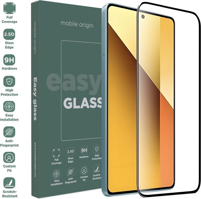 Xham mbrojtës Mobile Origin EasyGlass për Xiaomi Redmi 13R 5G, Double Strong, transparant