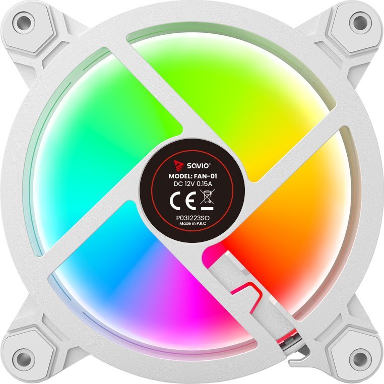 Ventilatorë kasë Savio FAN-01, 120mm, ARGB, të bardhë