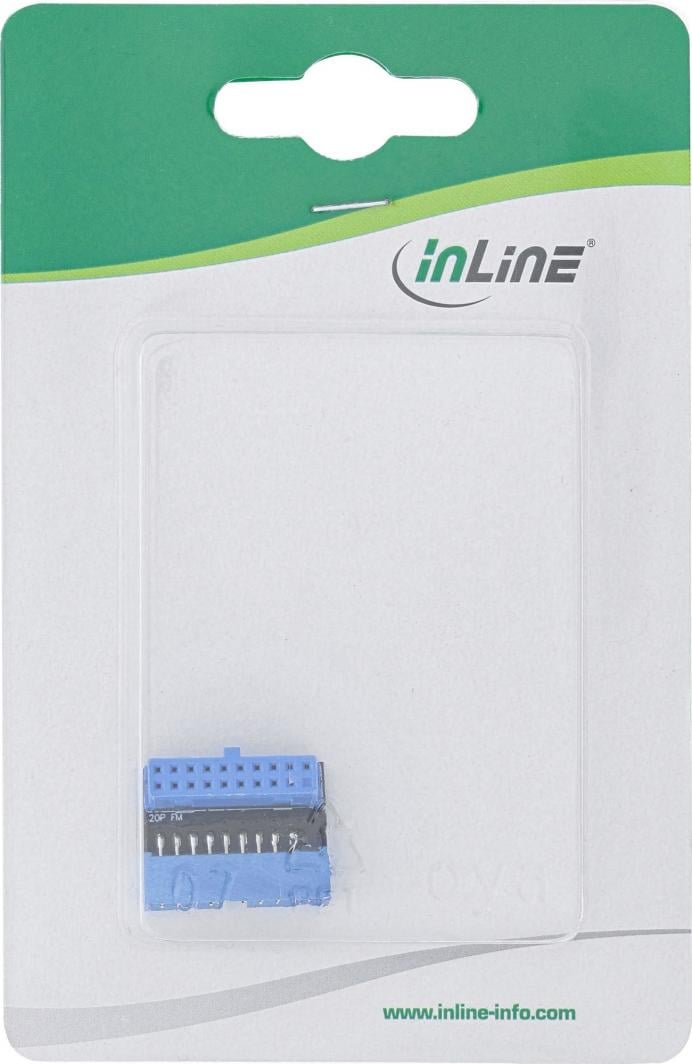 Adapter brendshëm USB 3.0 InLine 33448O, 19 pin, këndor, i zi