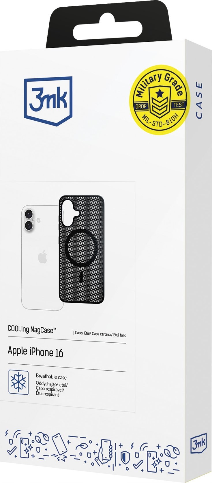 Kuti mbrojtëse 3MK COOLing MagCase për iPhone 16, me MagSafe, antirrëshqitëse, transparente