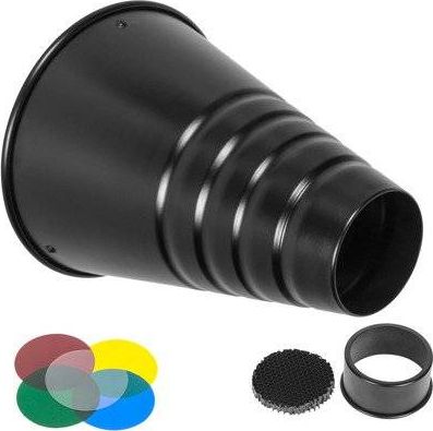 Snoot ndriçimi GlareOne me grid, 4 filtro ngjyrash, i zi