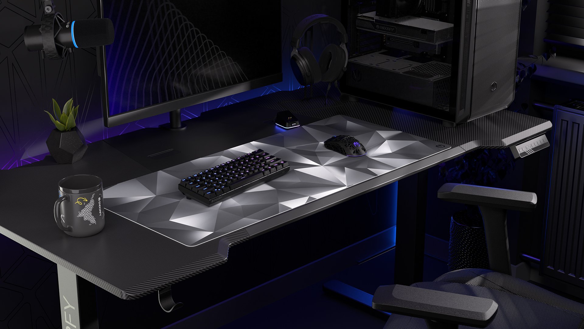 Mouse pad gaming ENDORFY Crystal Black XL, 900x400mm, sipërfaqe rrëshqitëse, i zi gri bardhë