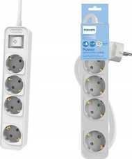 Електричен продолжувач Philips CHP2144W/60, 4 приклучници, кабел 1.5m, бел
