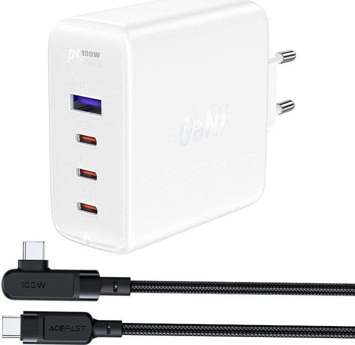 Karikues muri Acefast A37, 100W PD GaN, 4x USB, i bardhë