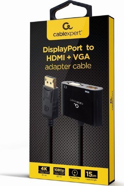 Përshtatës Gembird Display port në HDMI + VGA, i zi