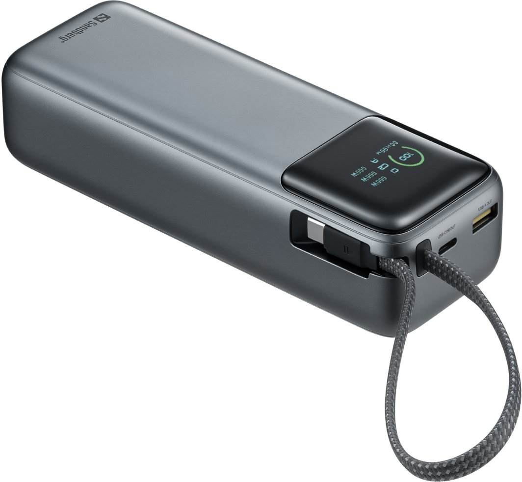 Powerbanku Sandberg All-in1 20000 PD, 130W, USB-C, gri