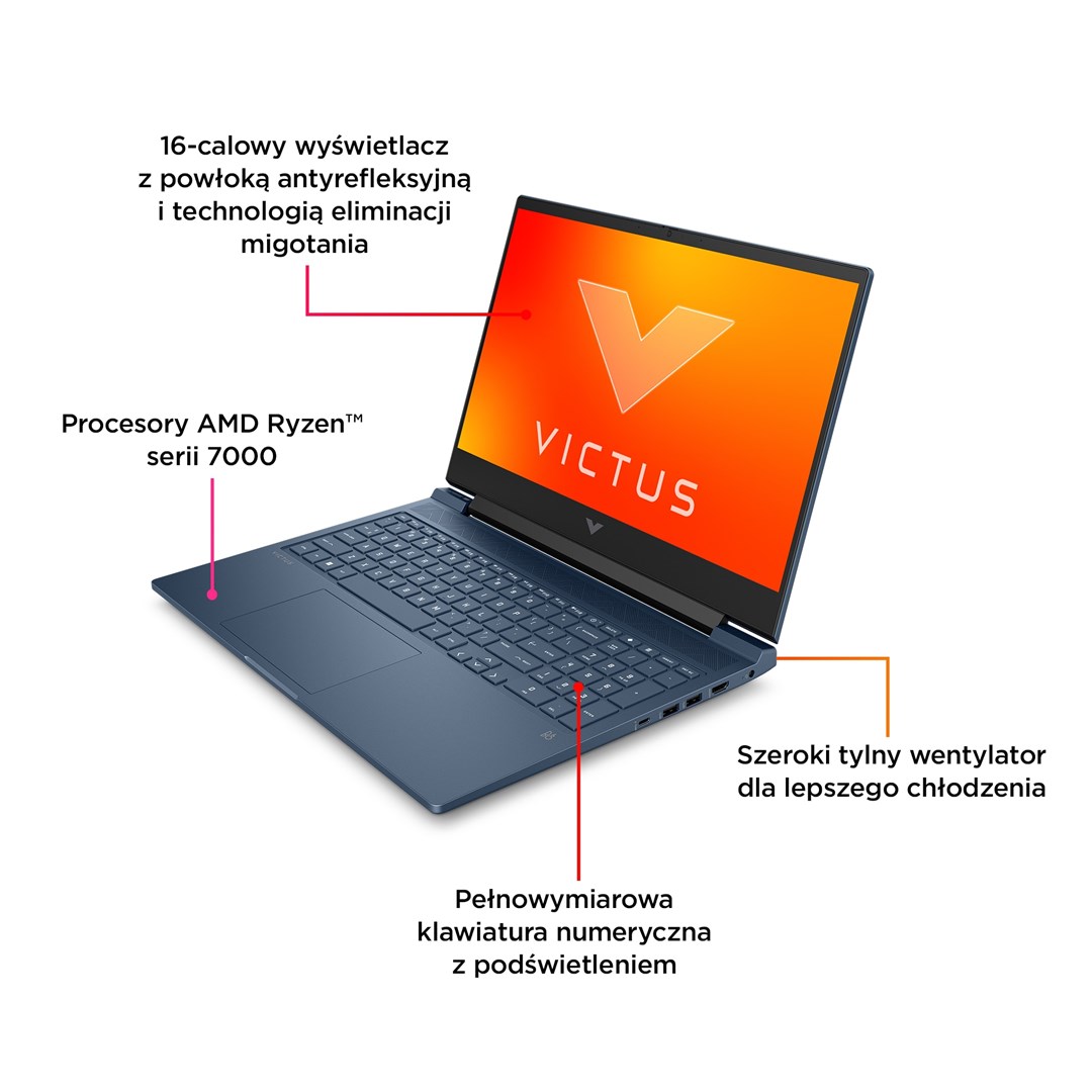 Laptop HP Victus Gaming, 16.1", AMD Ryzen 7 7840HS, 32 GB RAM, 1 TB SSD, NVIDIA GeForce RTX 4070, i zi