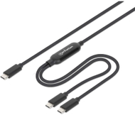 Kabllo karikimi Manhattan Dual USB C, 100W, 2m, e zezë