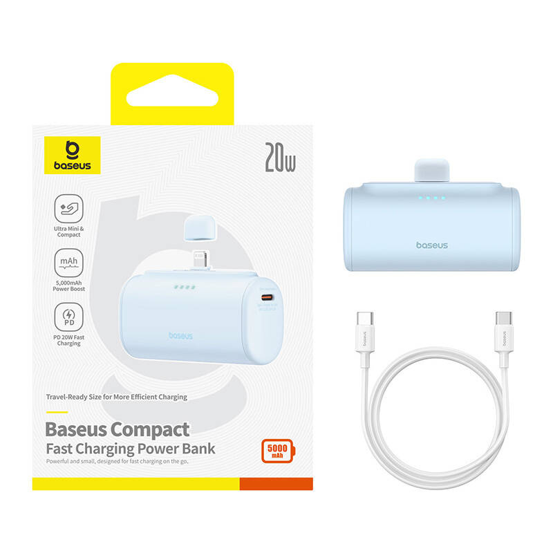 Powerbank Baseus OS Compact IP 5000mAh, 20W, me Lightning, blu