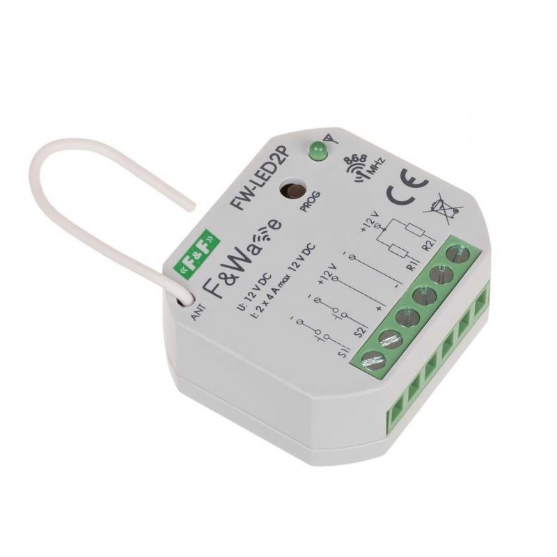 Kontrollues radio LED dykanalësh FW-LED2P, 12V DC, 868 MHz, i bardhë