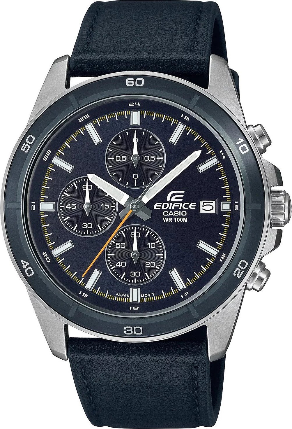 Orë dore Casio EFR-526L-2CVUEF, kronograf, rrip lëkure, blu