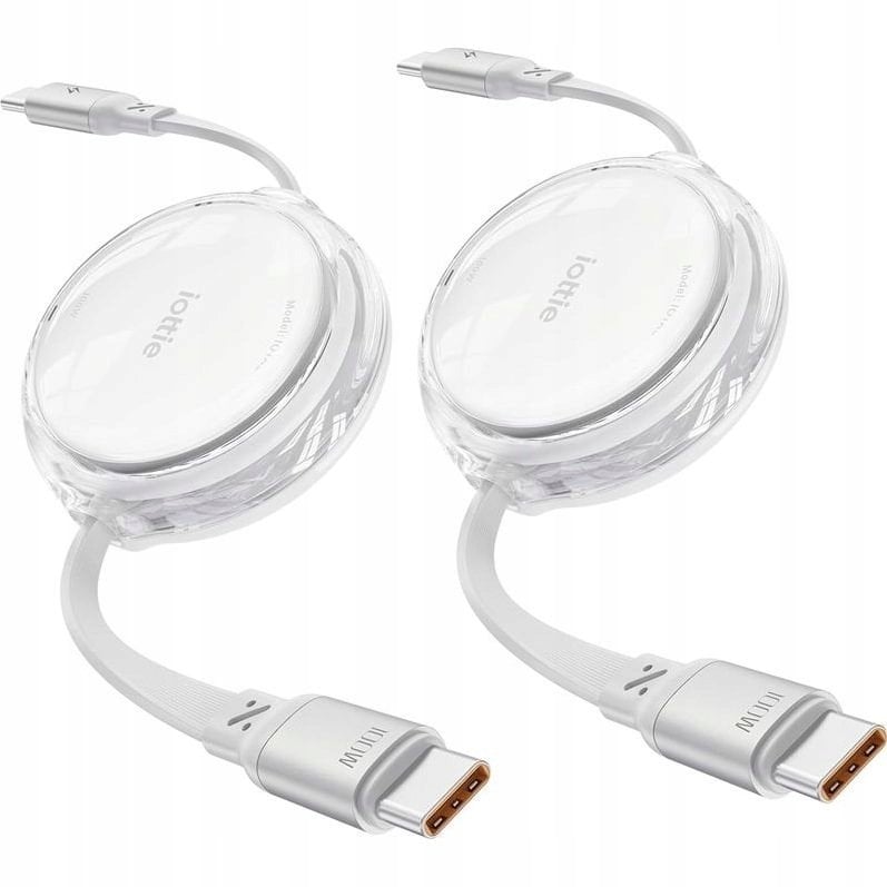 Kabllo USB-C iOttie Extendable, 100W, USB 3.2 Gen 1, e bardhë, set 2 copë