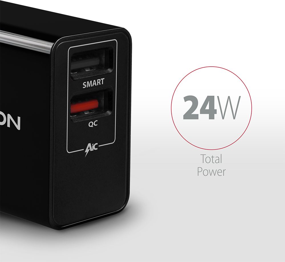 Karikues muri Axagon ACU-QS24, 2x USB A, 24W, i bardhë
