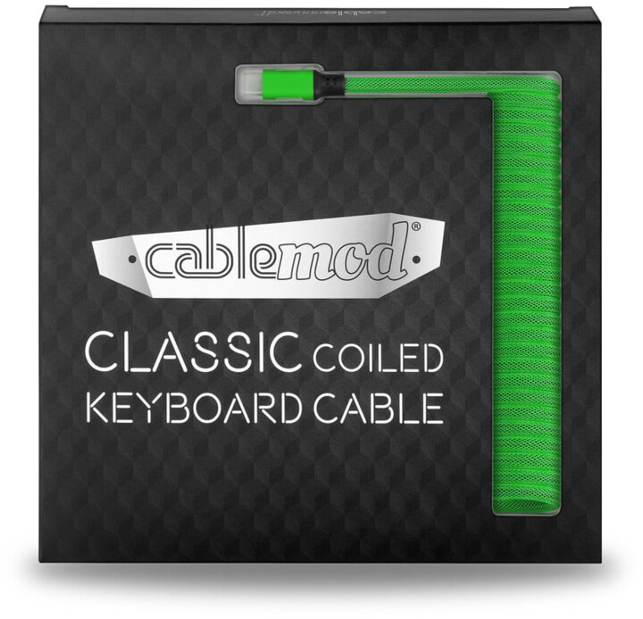 Kabllo spirale CableMod Classic, USB-C/USB-A, 1.5m, e gjelbër