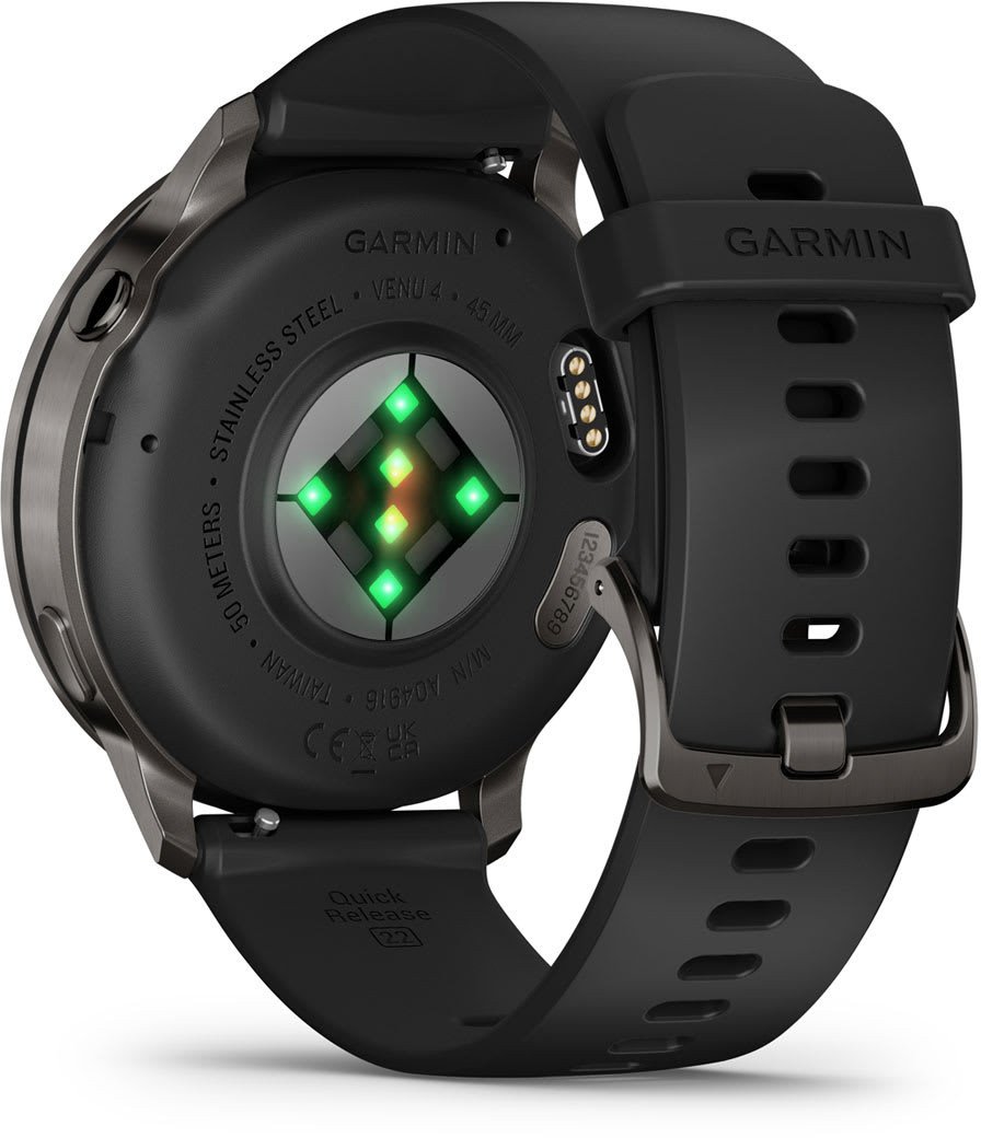 Ora inteligjente Garmin Venu 4, GPS, 12 ditë bateri, argjendtë