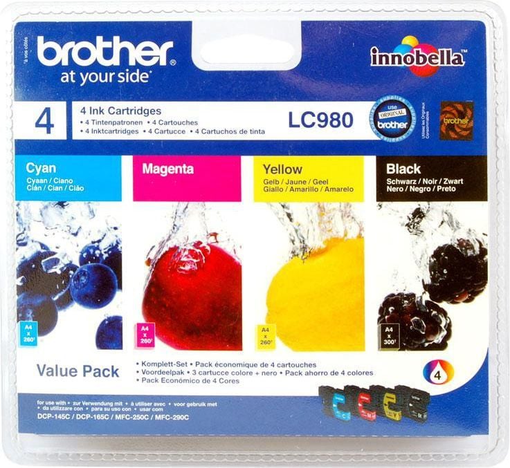 Set ngjyrash Brother CMYK LC-980VALBP, e kaltër / purpurtë / verdhë / zezë