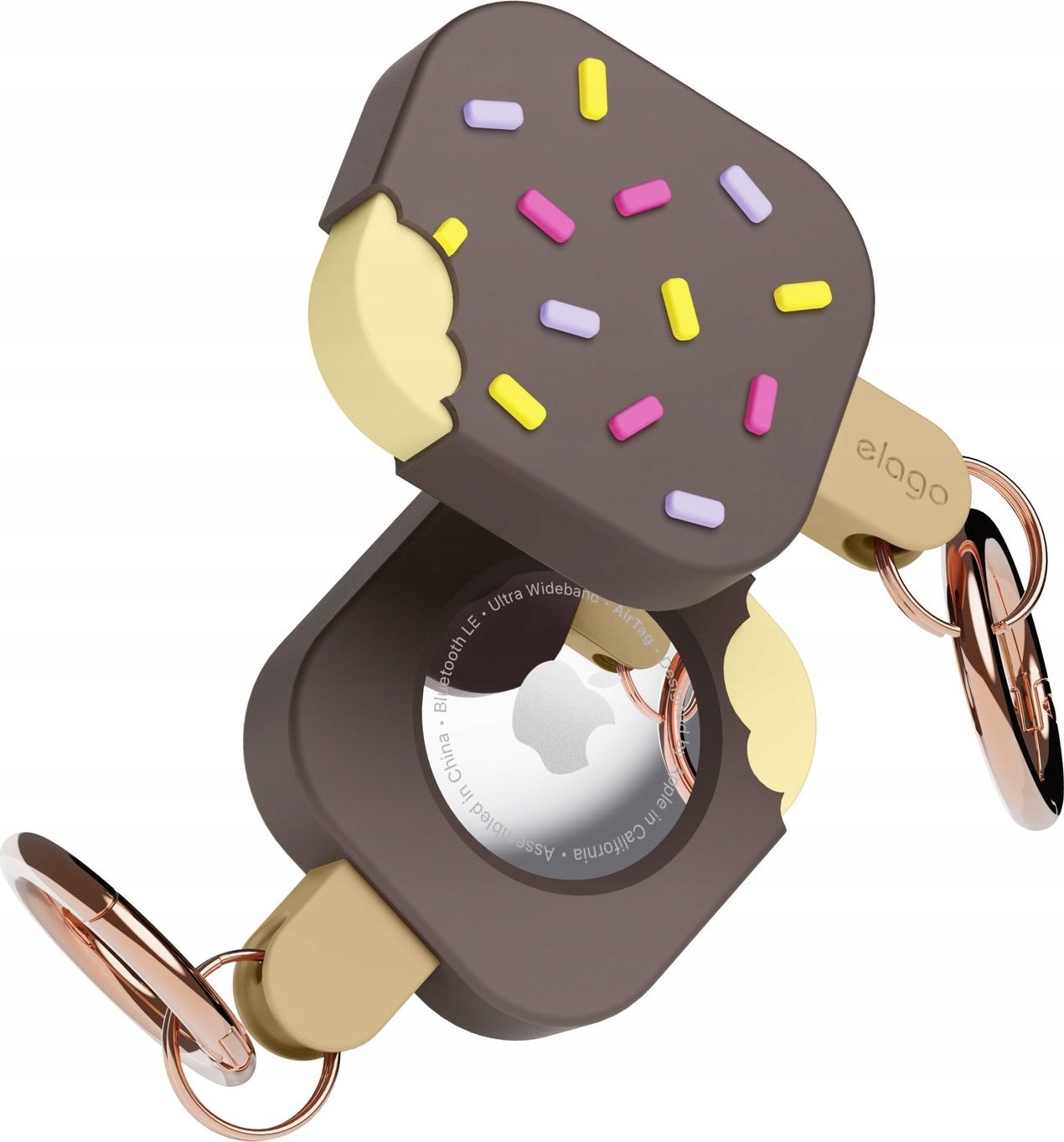 Këllëf Elago AirTag Ice Cream Case, për Apple AirTag, dizajn akullore, kafe