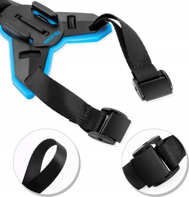 Mbajtëse helmete për kamerë aksioni TELESIN, rrip montimi, e zezë