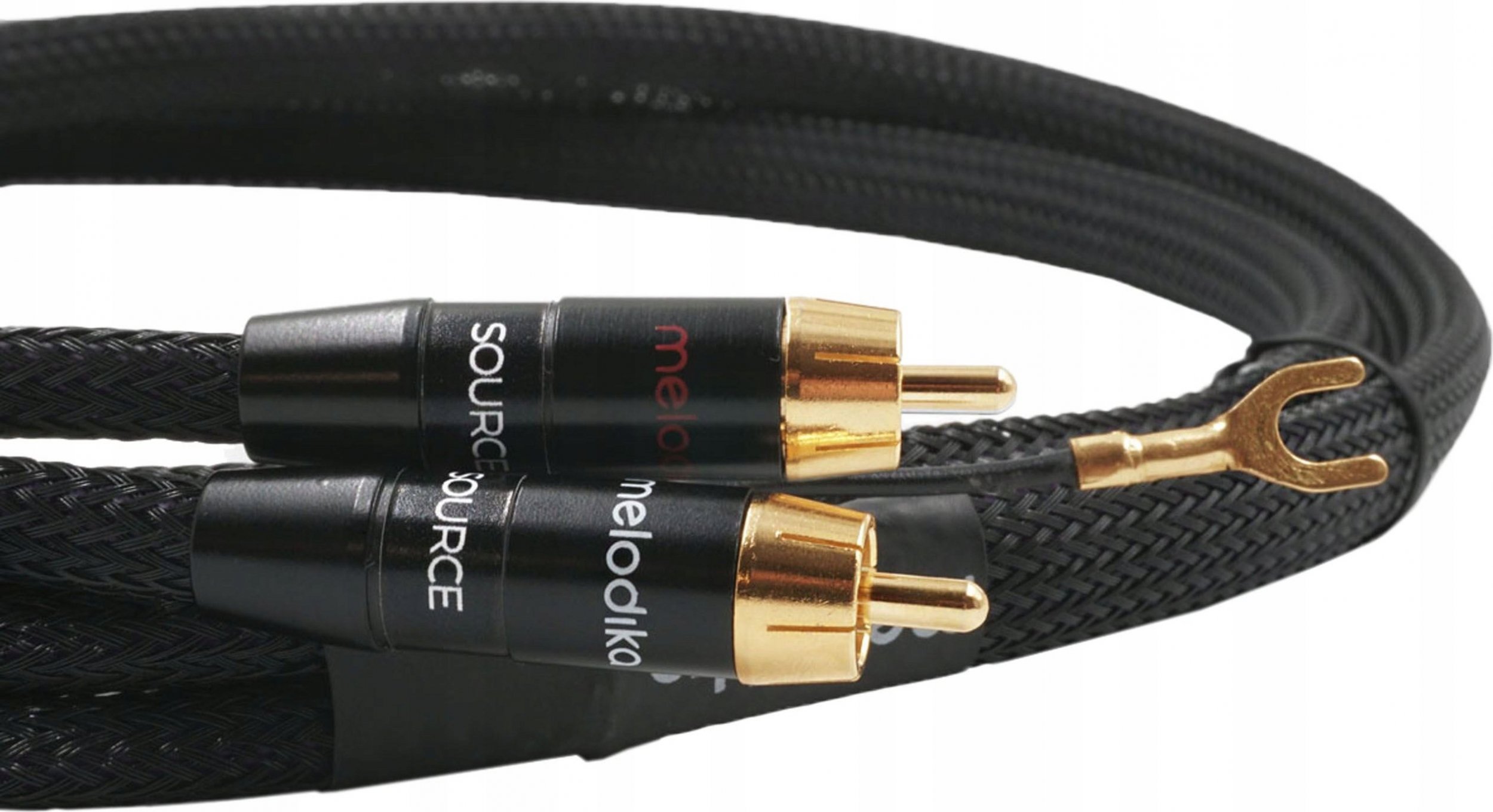 Kabllo audio Melodika MDPHD05, 2xRCA Phono me tokëzim, 0.5m, e zezë