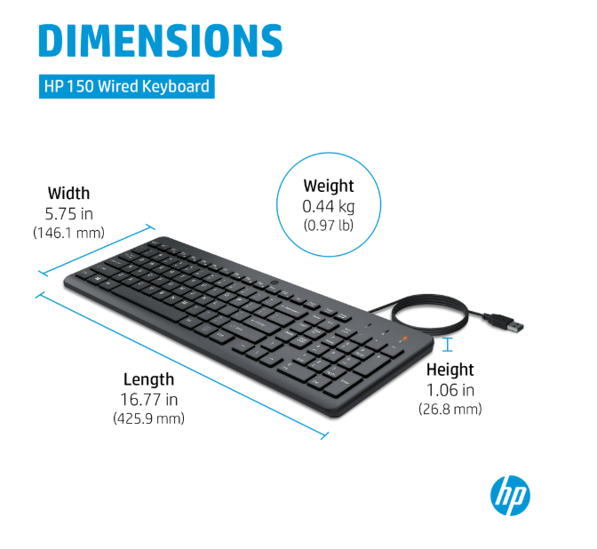 Tastierë HP Wired 150, e zezë