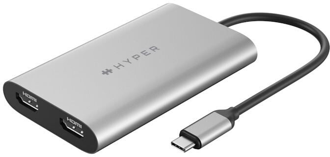 Përshtatës HyperDrive Dual HDMI - USB-C, i argjendtë
