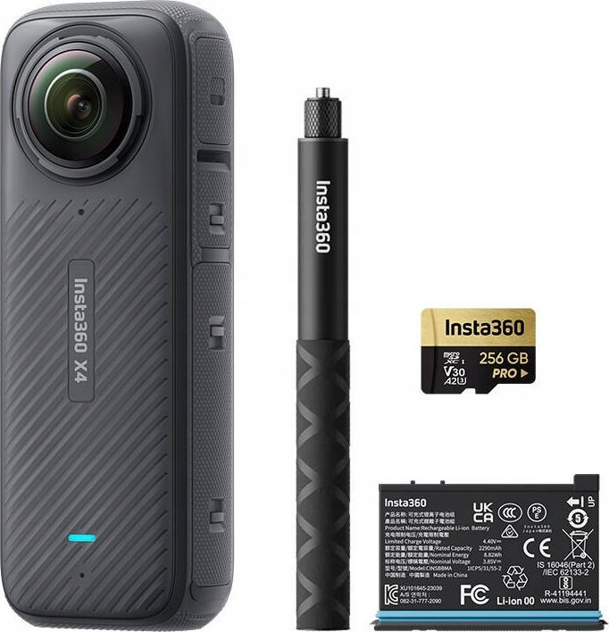 Kamerë aksioni Insta360 X4 Adventure Bundle, 8K, 72MP, e zezë