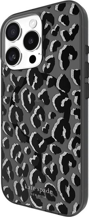 Mbrojtëse telefoni Kate Spade New York City Leopard MagSafe, për iPhone 16 Pro, e zezë