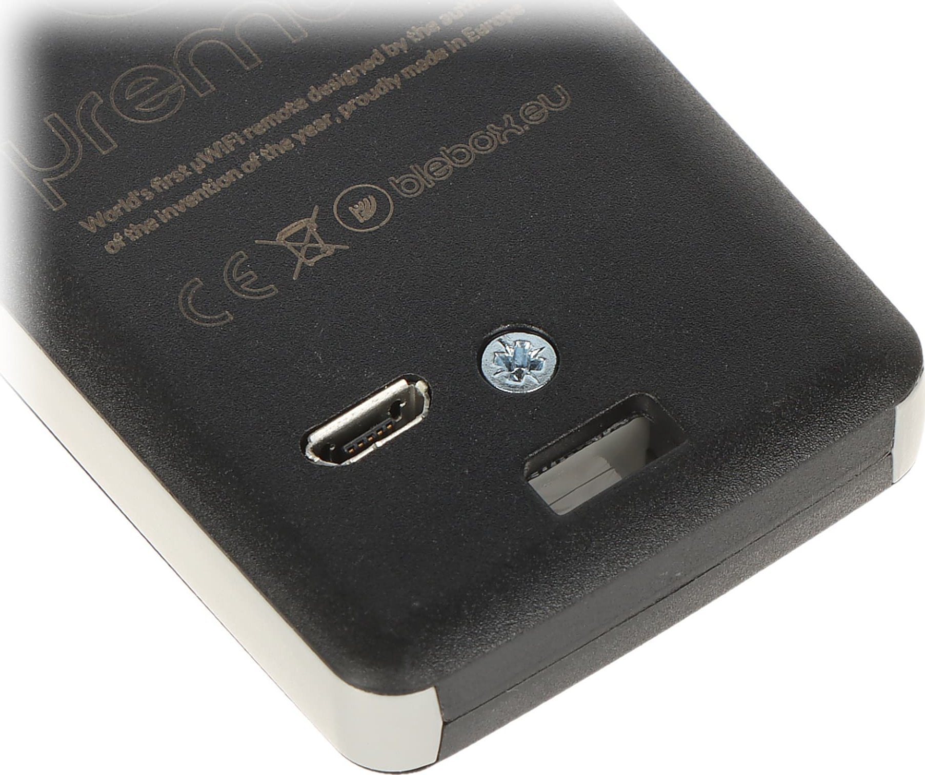 Telekomandë inteligjente BleBox URemote Basic, karikim me kabllo, elemente plastike, gri