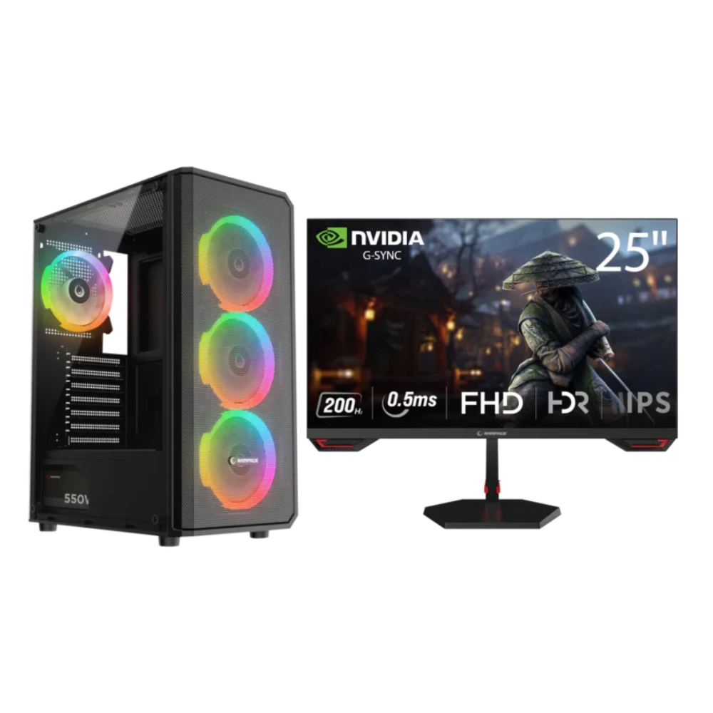 BT Bundle Flair Series 1 – PC Gaming RTX 3050 6GB, Ryzen 5 5500, 16GB DDR4, 512GB SSD + Monitor 25" 200Hz