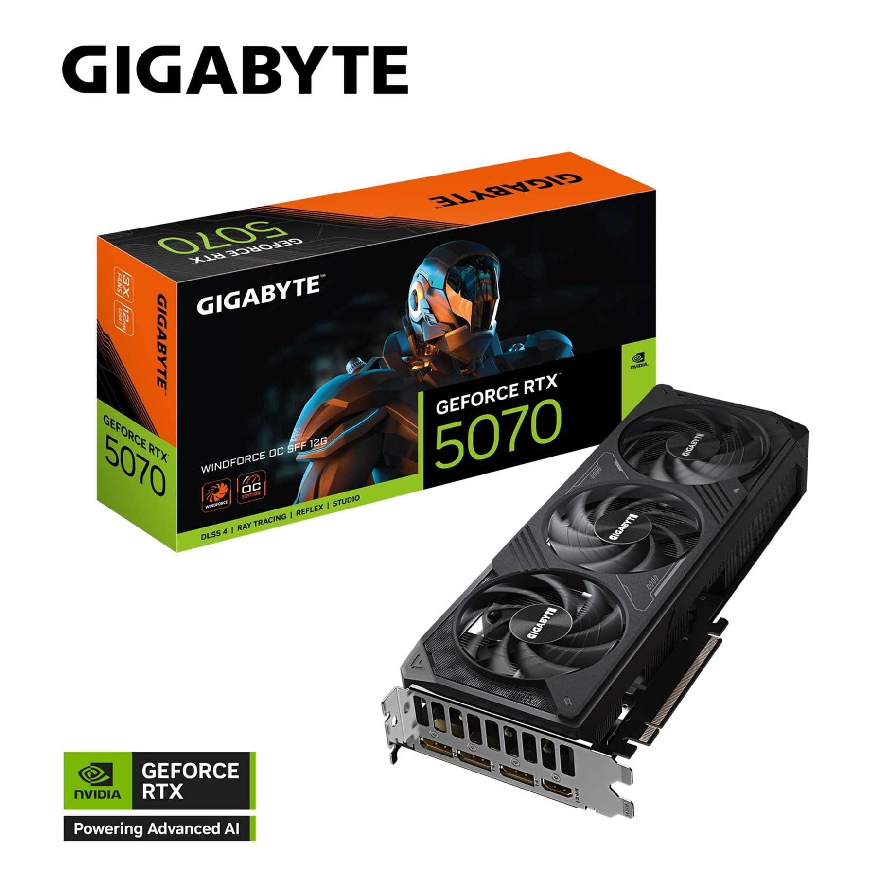 Kartelë grafike GIGABYTE GeForce RTX 5070 WINDFORCE OC SFF 12G, 12GB GDDR7