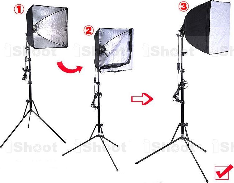 Set llambë për studio SoftBox IShoot, 1 softbox, 40x40 cm, E27