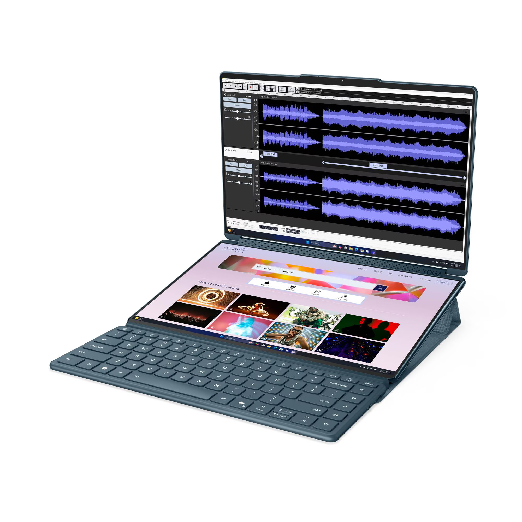 Laptop Lenovo NB Yoga Book 9 14IAH10, 2x14", Intel Arc 140T GPU, Intel Core Ultra 7 255H, 2.8K WQXGA, Multi-touch, 32GB LPDDR5x-8400, 1TB SSD M.2 2242 PCIe, Tidal Teal