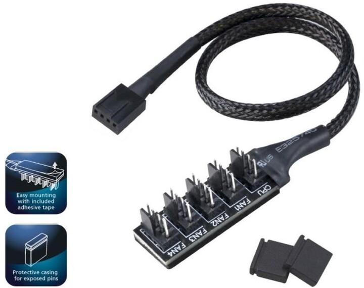 Kabllo Akasa FLEXA FP5H, 1x 4pin PWM - 5x 4pin PWM, 30cm, 2 copa