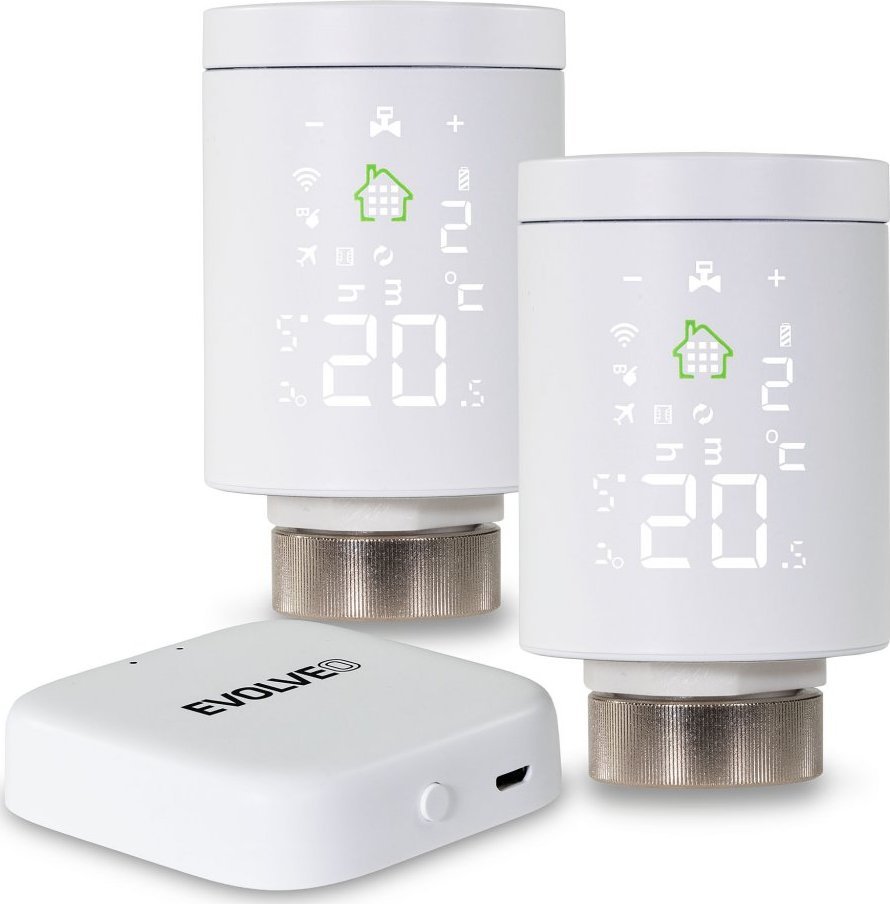 Set termostatik EVOLVEO Heat M30v2, 2 koka termostatike, gateway, i bardhë