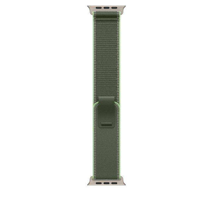 Apple Watch 49mm Loop, Green/Neon Trail Loop, S/M, Natural Titanium Finish